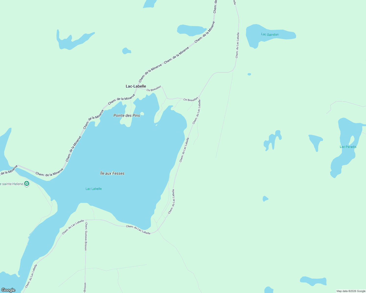 map of restaurants, bars, coffee shops, grocery stores, and more near 2612 Chemin du Lac Labelle in Laurentides