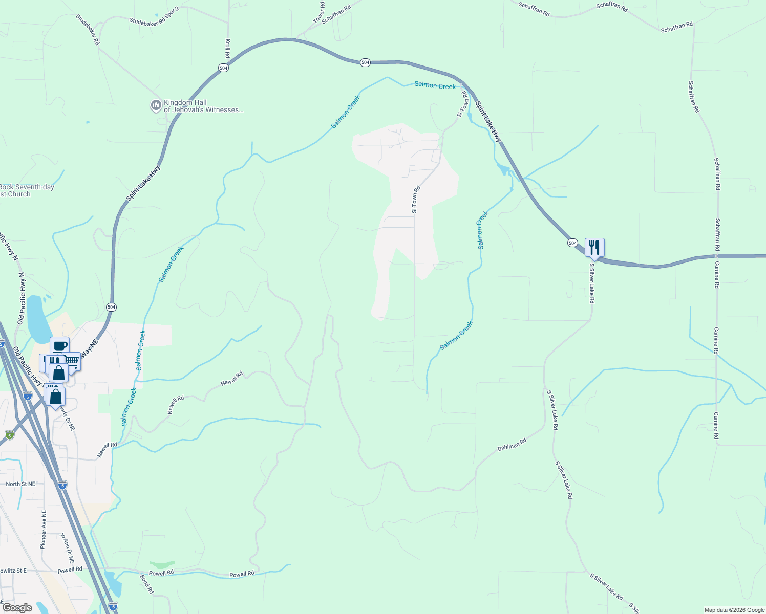 map of restaurants, bars, coffee shops, grocery stores, and more near 816 Si Town Road in Castle Rock