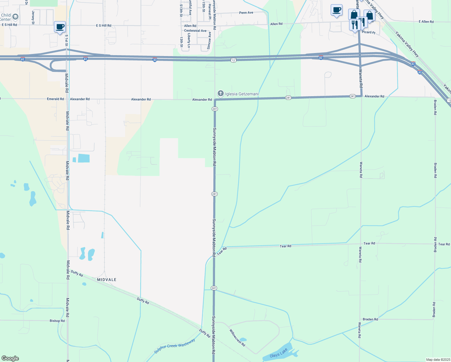 map of restaurants, bars, coffee shops, grocery stores, and more near 2720 Sunnyside Mabton Rd in Sunnyside
