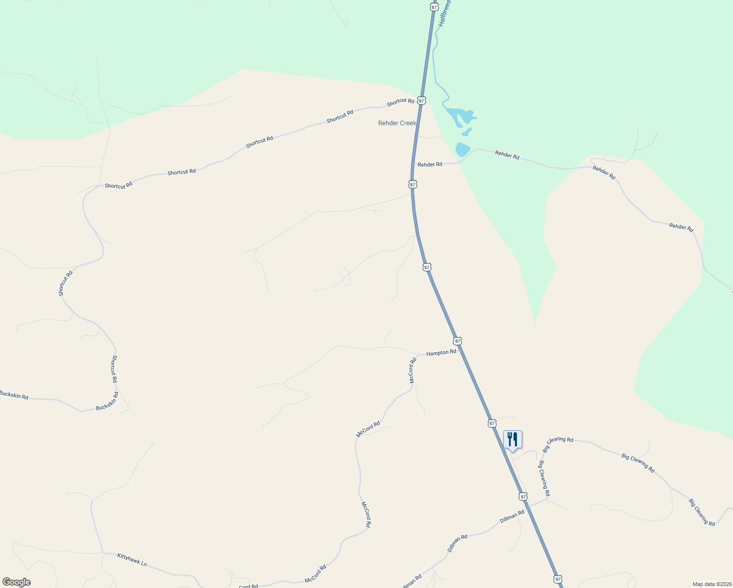 map of restaurants, bars, coffee shops, grocery stores, and more near 3 Forks Way in Roundup