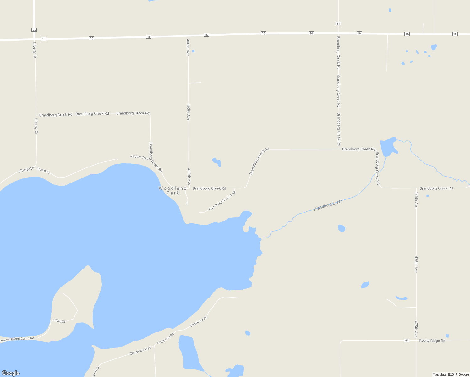 map of restaurants, bars, coffee shops, grocery stores, and more near 23734 Brandborg Creek Trail in Henning