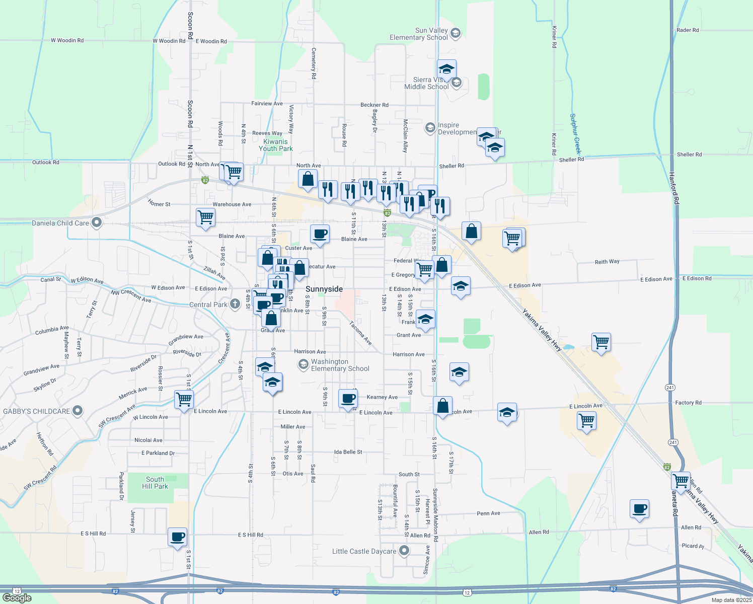 map of restaurants, bars, coffee shops, grocery stores, and more near 519 South 13th Street in Sunnyside