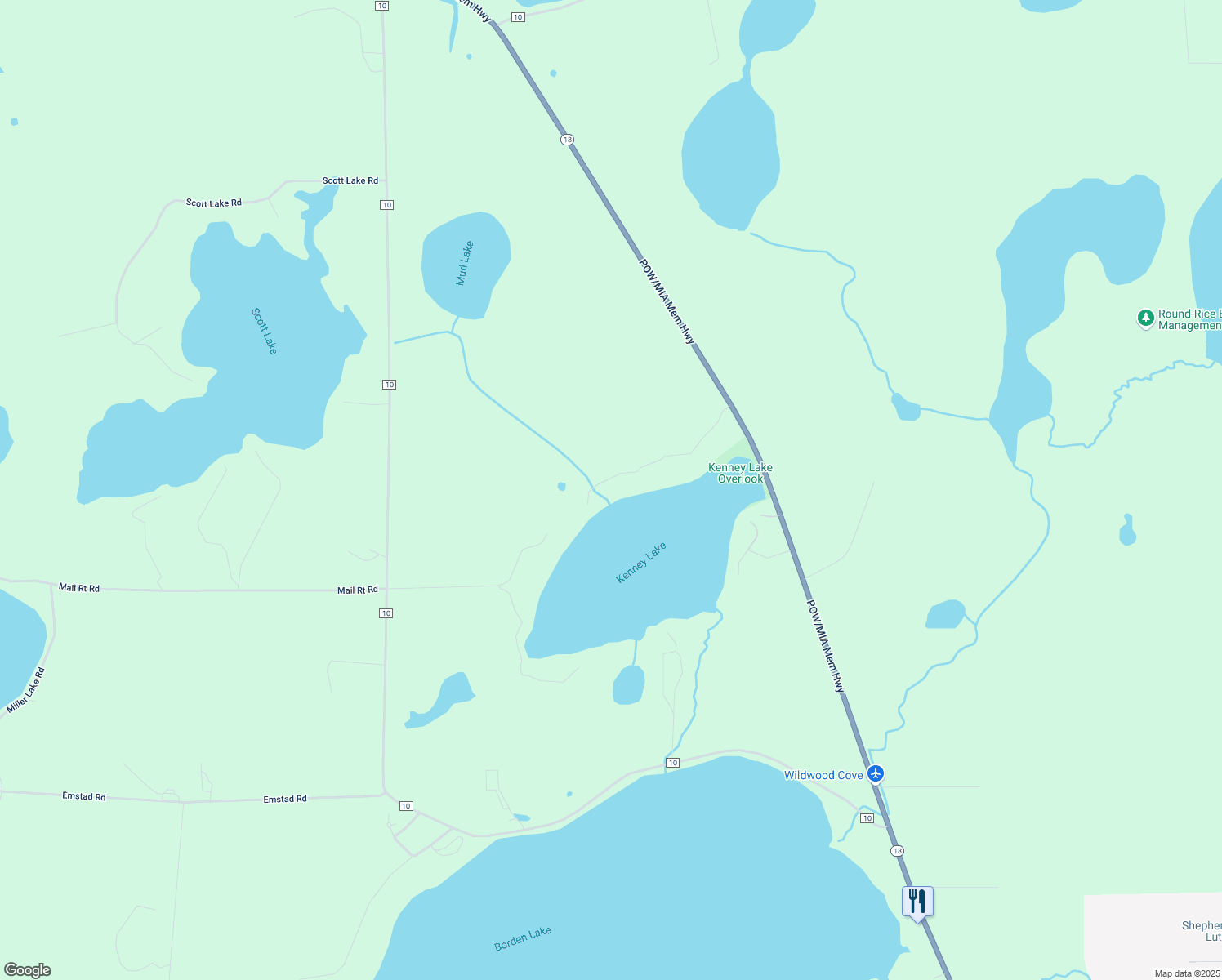 map of restaurants, bars, coffee shops, grocery stores, and more near 26037 North Kenney Lake Lane in Brainerd