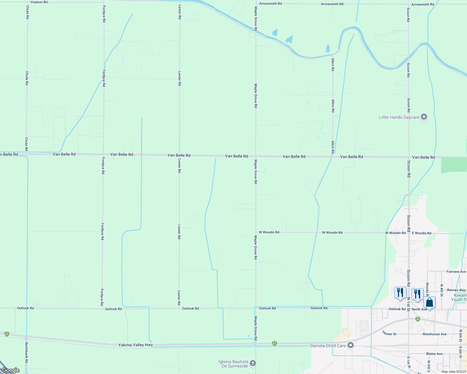 map of restaurants, bars, coffee shops, grocery stores, and more near 6240 Van Belle Rd in Sunnyside