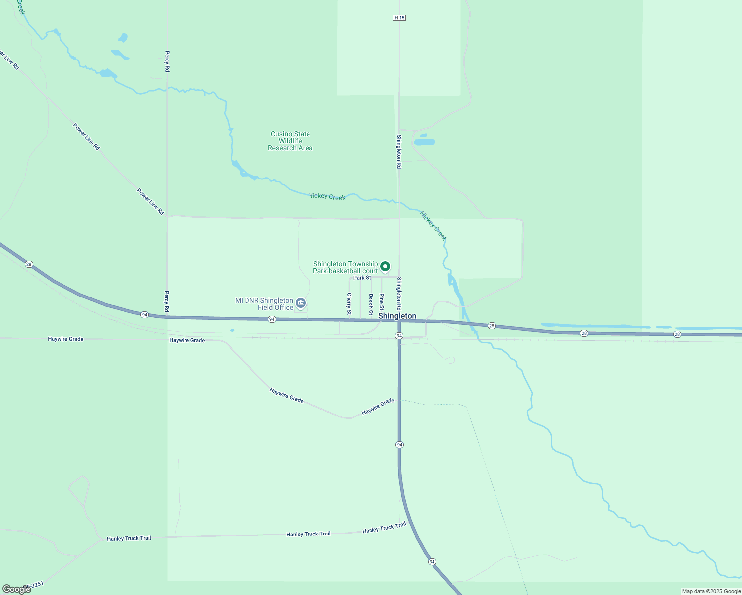 map of restaurants, bars, coffee shops, grocery stores, and more near Beech Street in Shingleton