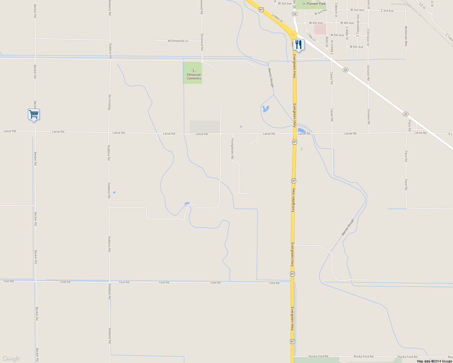map of restaurants, bars, coffee shops, grocery stores, and more near 344 Youngstown Rd in Toppenish