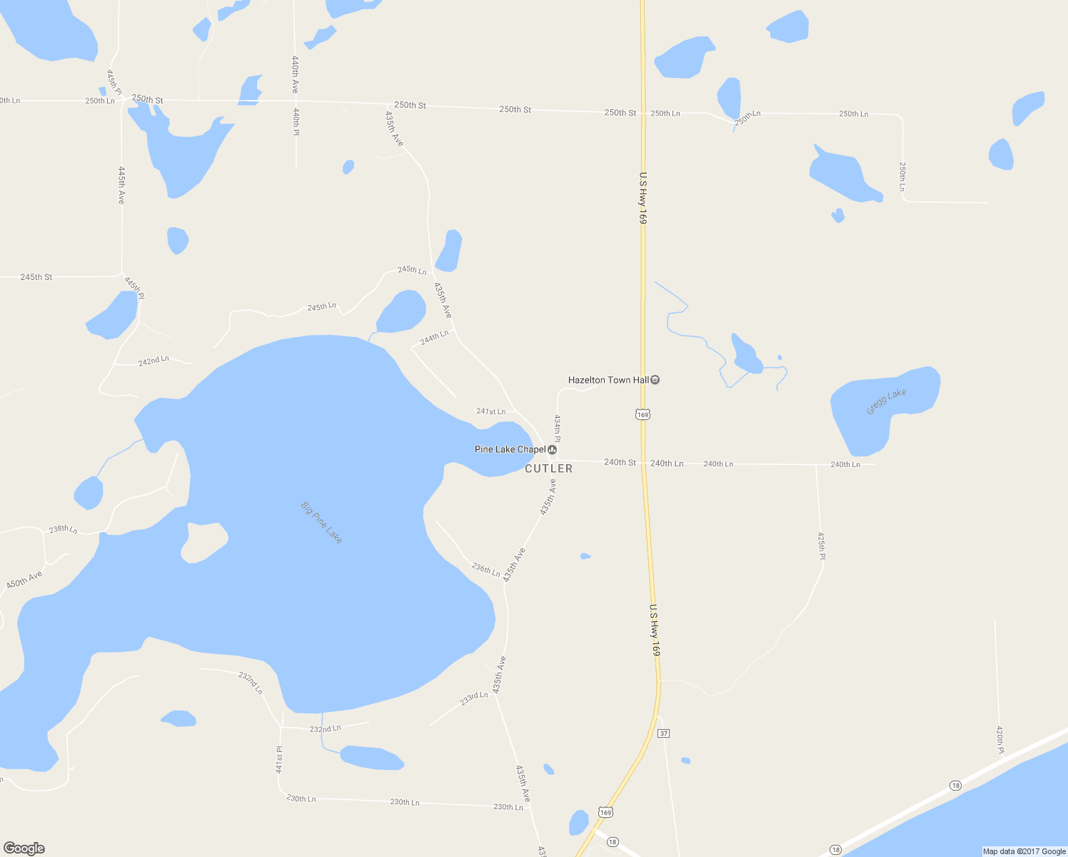 map of restaurants, bars, coffee shops, grocery stores, and more near 24058 435th Avenue in Aitkin