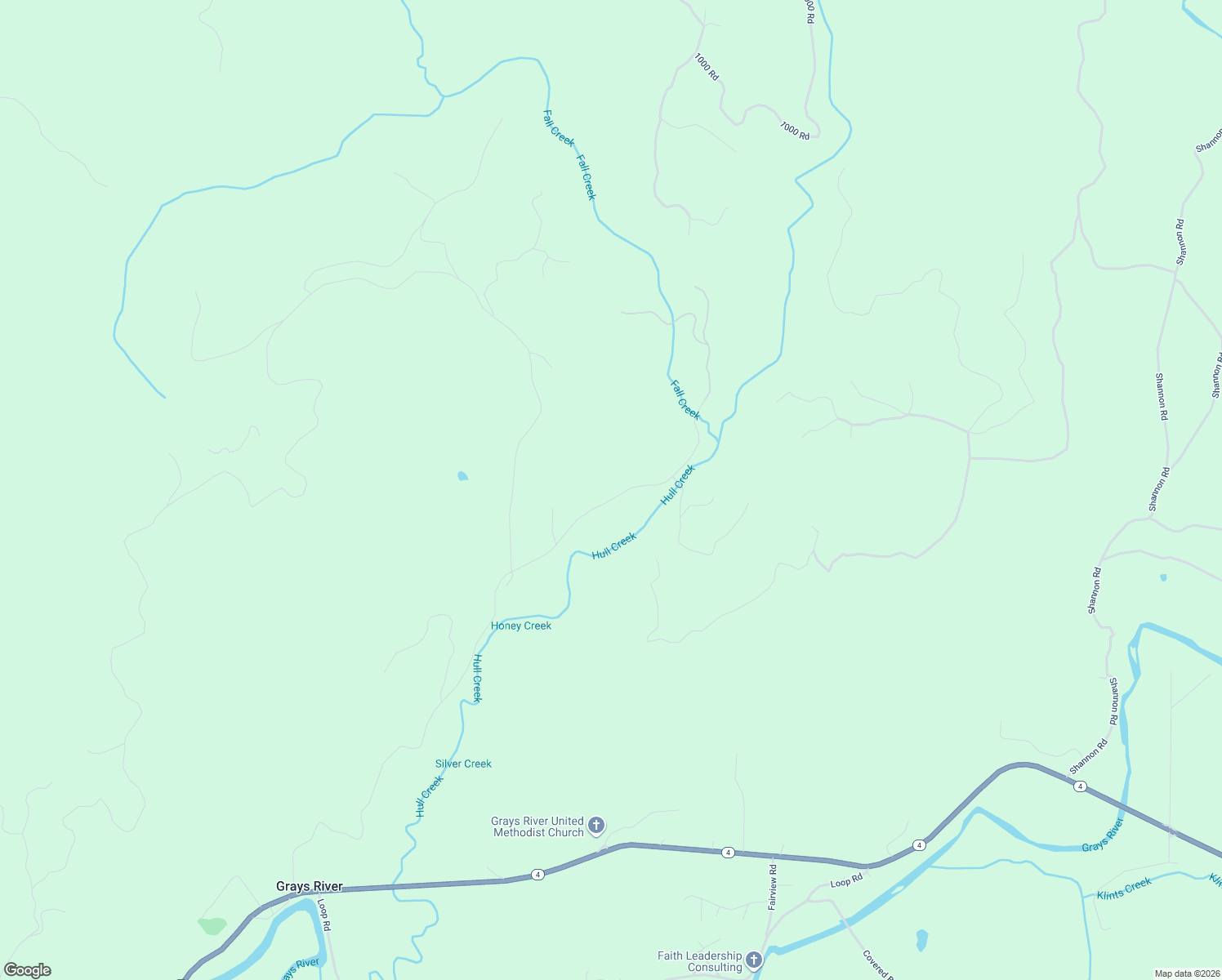 map of restaurants, bars, coffee shops, grocery stores, and more near 297 Hull Creek Road in Grays River