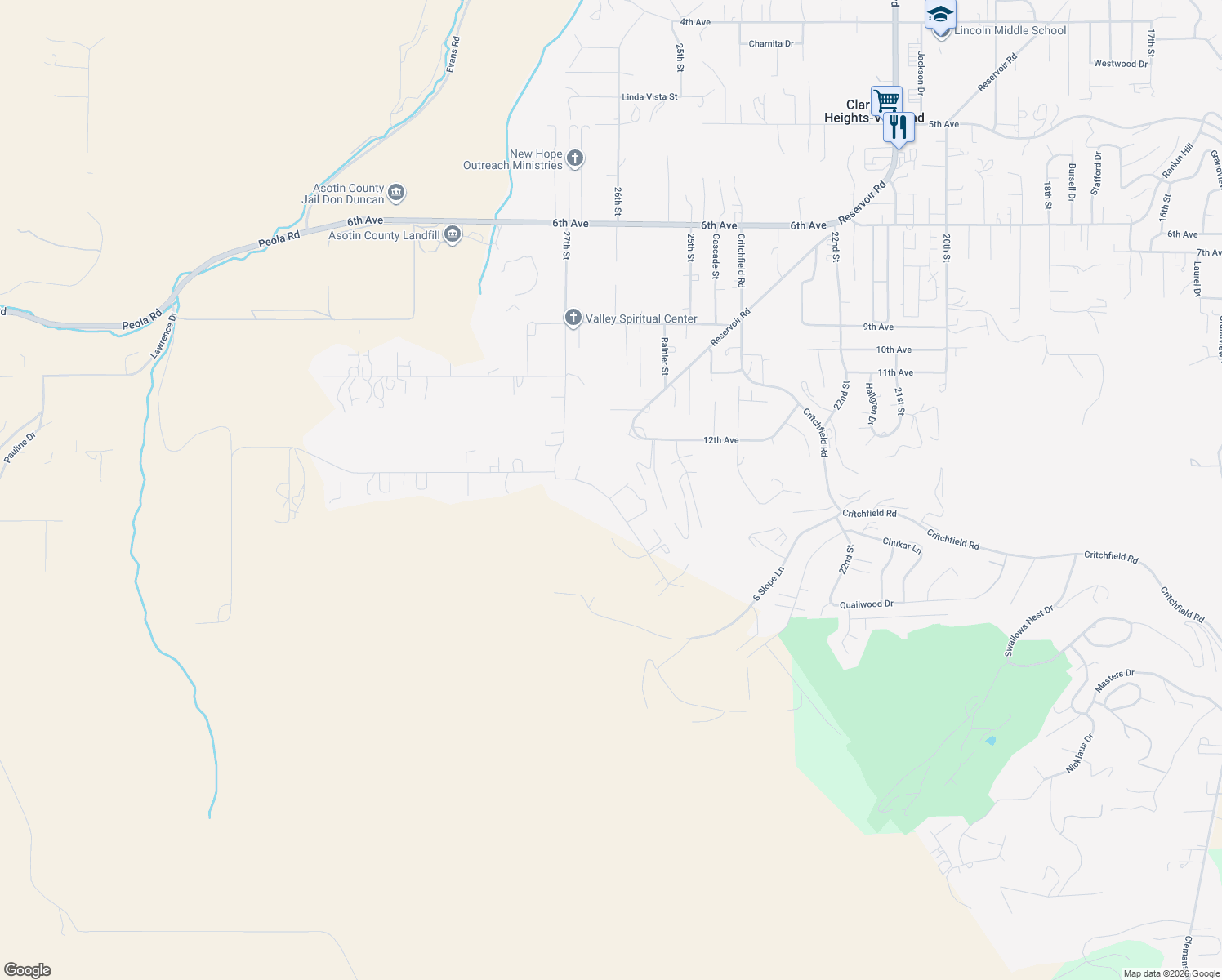 map of restaurants, bars, coffee shops, grocery stores, and more near 2977 Dove Drive in Clarkston
