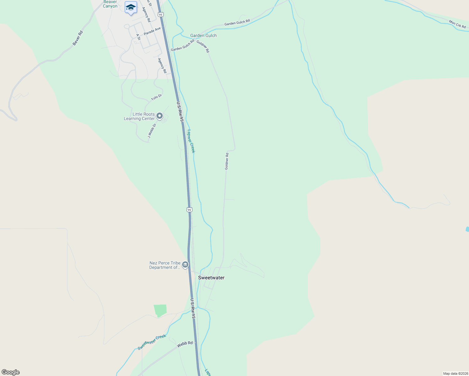 map of restaurants, bars, coffee shops, grocery stores, and more near 28359 Goldner Road in Lapwai