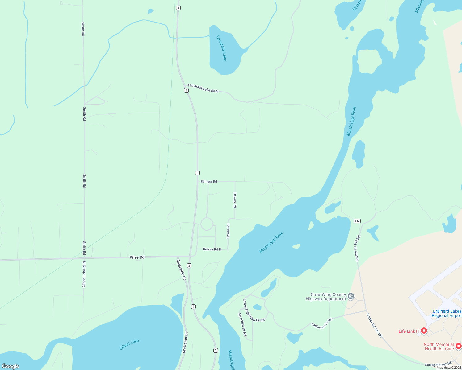 map of restaurants, bars, coffee shops, grocery stores, and more near 17487 Dewes Road in Brainerd