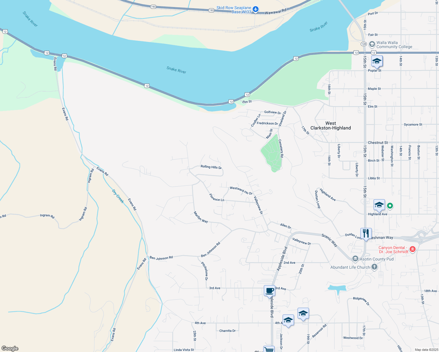 map of restaurants, bars, coffee shops, grocery stores, and more near 2348 Rolling Hills Drive in Clarkston