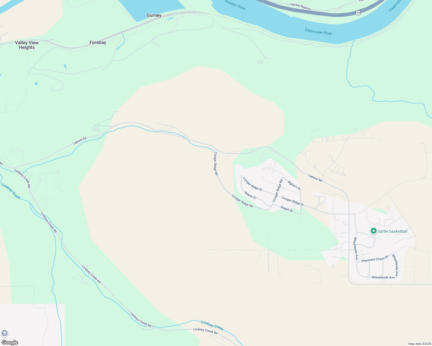 map of restaurants, bars, coffee shops, grocery stores, and more near 1010 Cougar Ridge Road in Lewiston