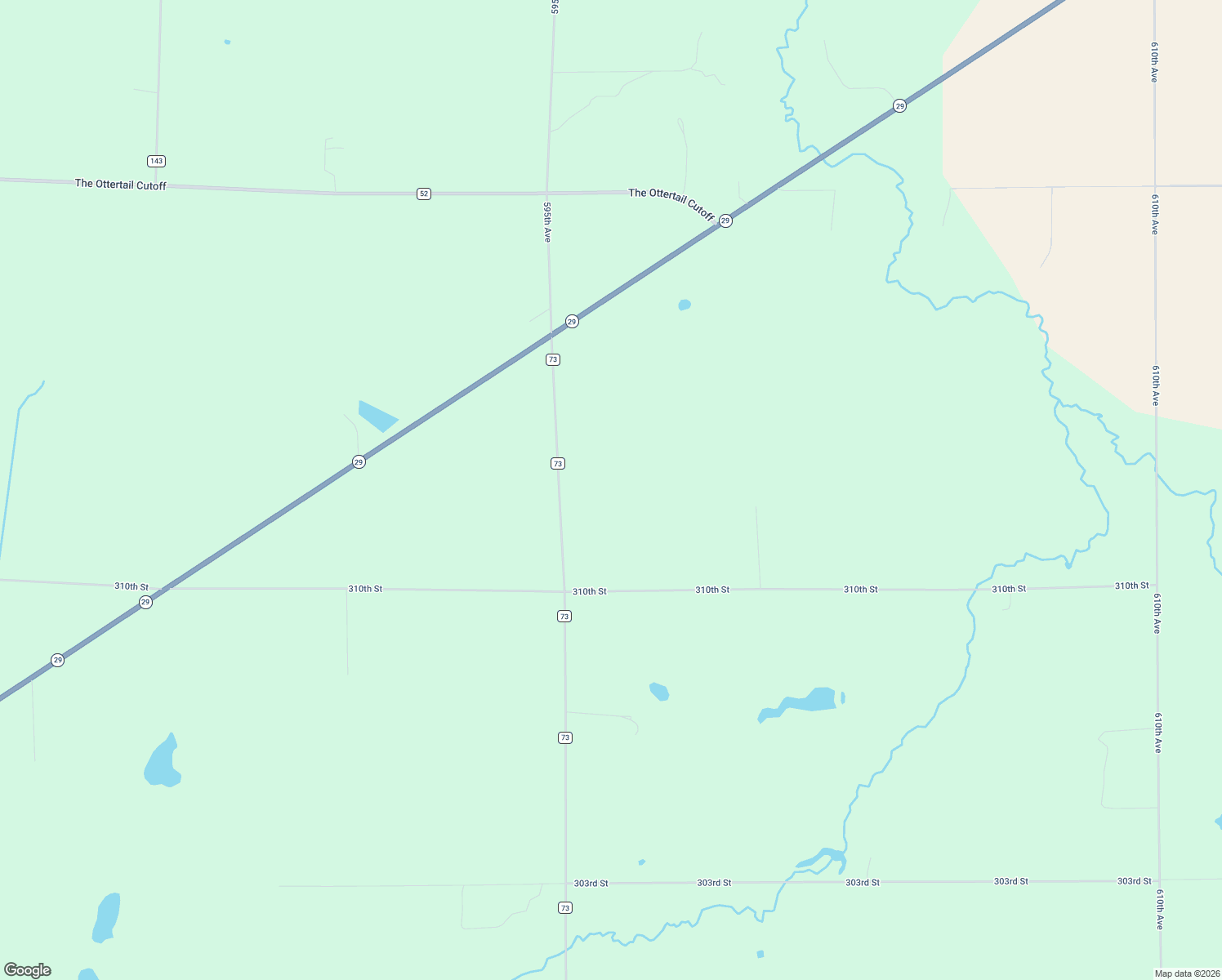 map of restaurants, bars, coffee shops, grocery stores, and more near 31062 County Highway 73 in Deer Creek