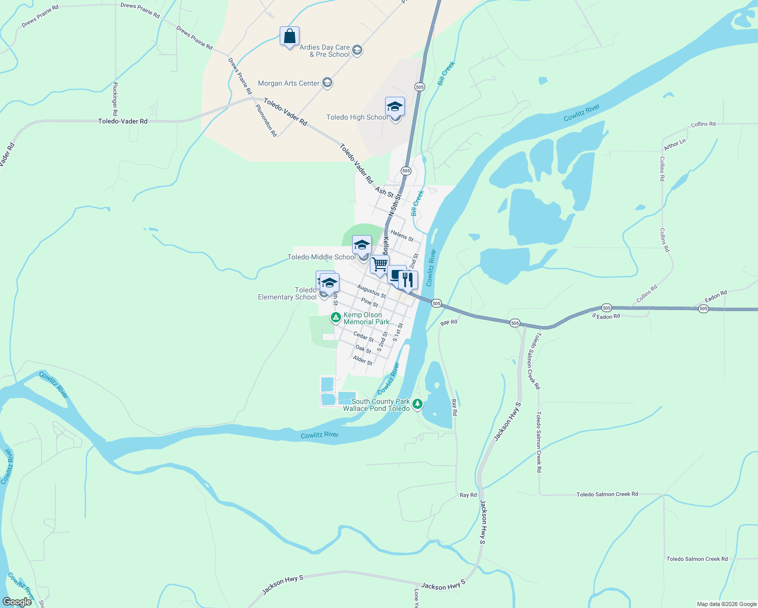 map of restaurants, bars, coffee shops, grocery stores, and more near 300 Pine Street in Toledo