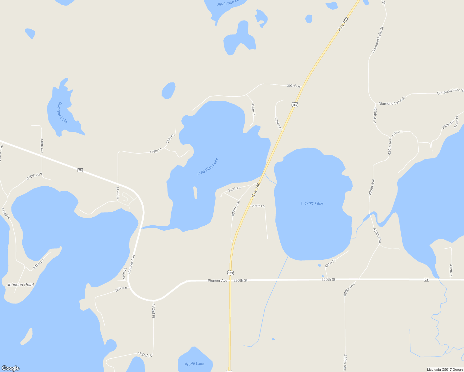 map of restaurants, bars, coffee shops, grocery stores, and more near 42802 296th Lane in Aitkin