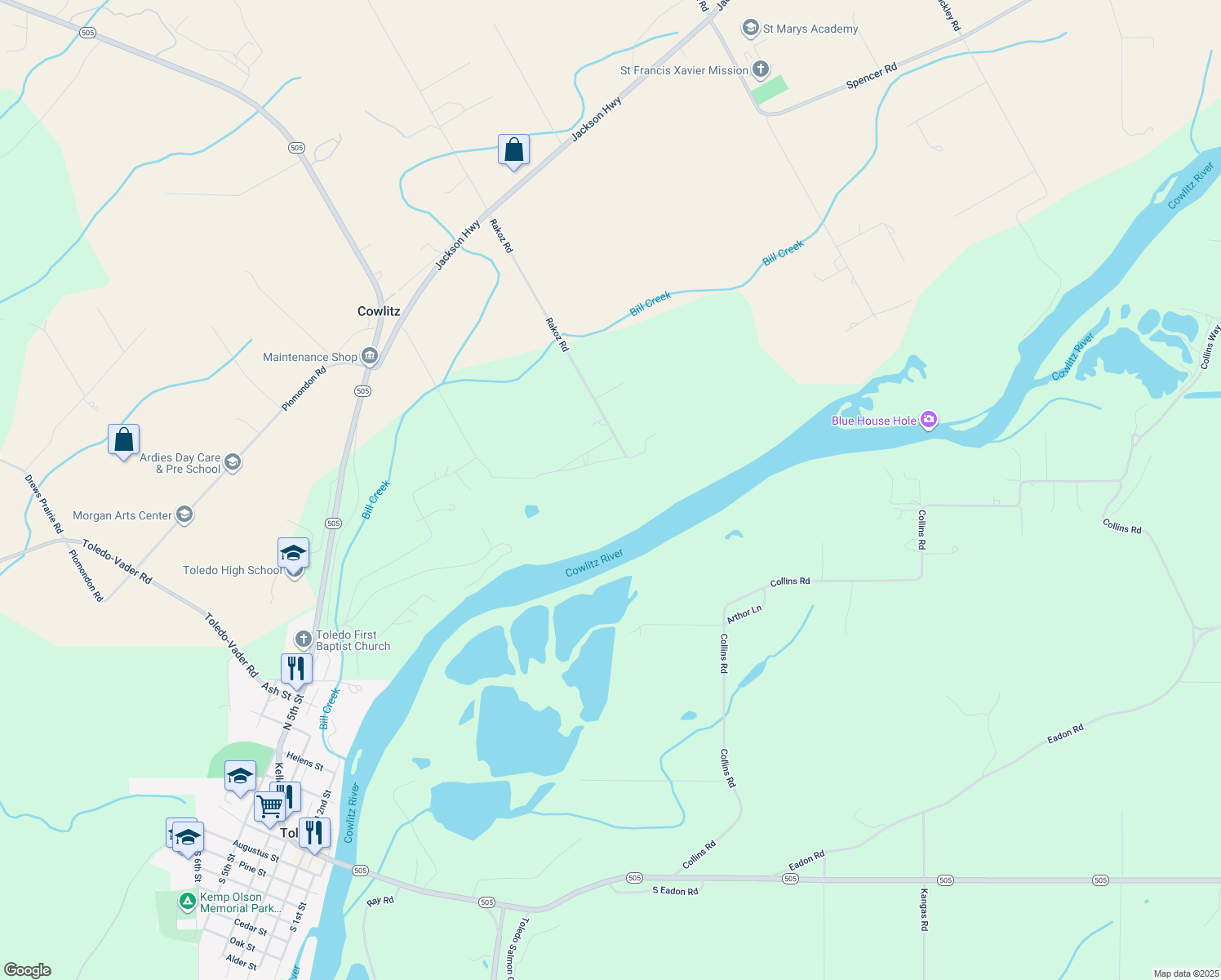 map of restaurants, bars, coffee shops, grocery stores, and more near 240 Rakoz Road in Toledo
