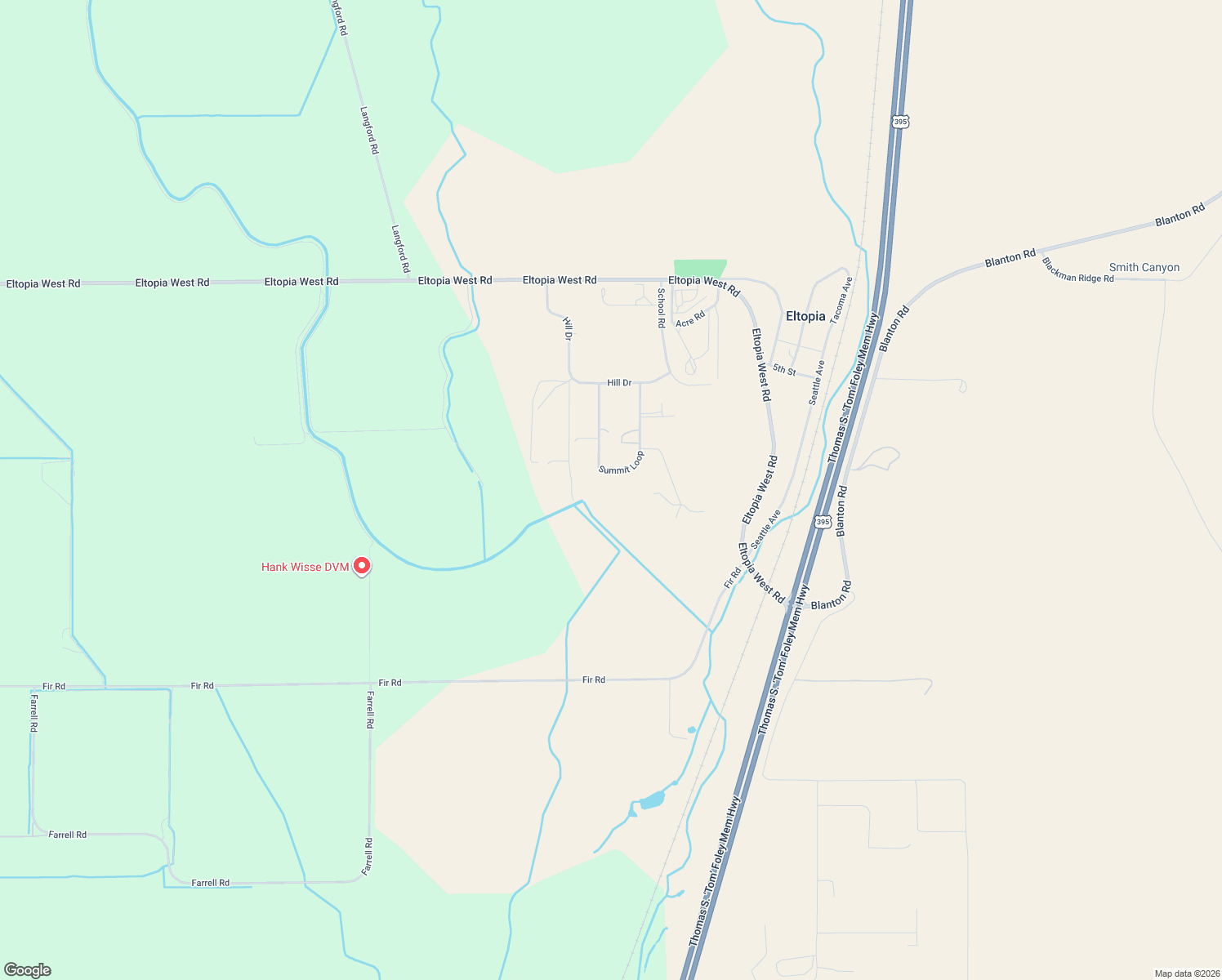 map of restaurants, bars, coffee shops, grocery stores, and more near 301 Summit Loop in Eltopia