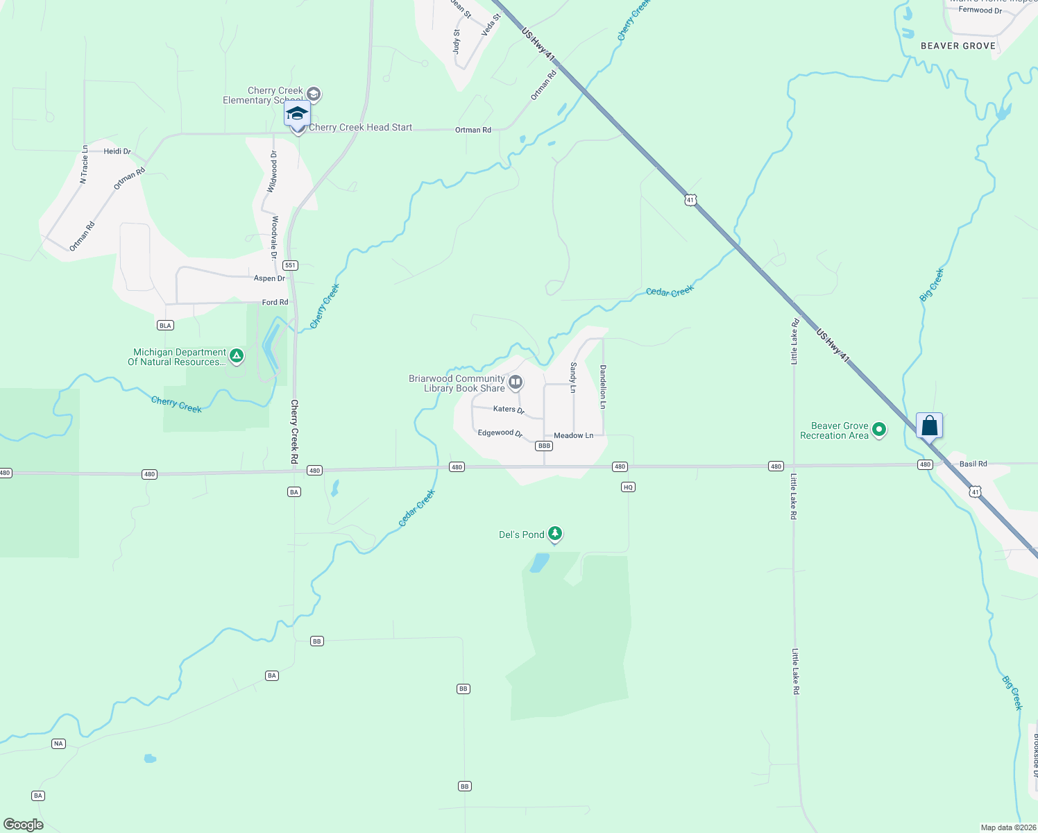 map of restaurants, bars, coffee shops, grocery stores, and more near 120 Katers Dr in Marquette Township