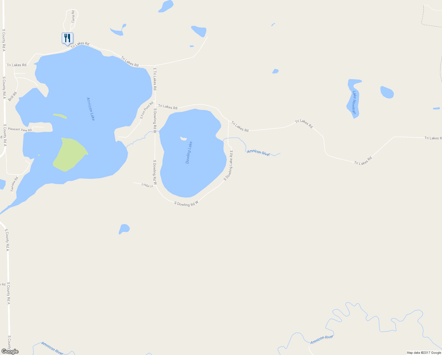 map of restaurants, bars, coffee shops, grocery stores, and more near 8132 South Dowling Lake Road East in Superior