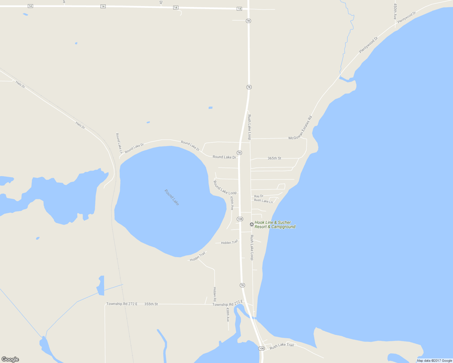 map of restaurants, bars, coffee shops, grocery stores, and more near 36440 Round Lake Loop in Ottertail