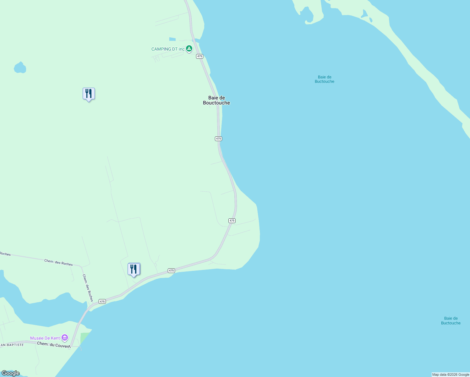 map of restaurants, bars, coffee shops, grocery stores, and more near 932 New Brunswick 475 in Kent County