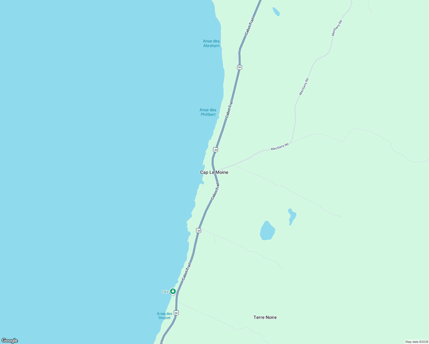 map of restaurants, bars, coffee shops, grocery stores, and more near 12020 Cabot Trail in Saint Joseph du Moine