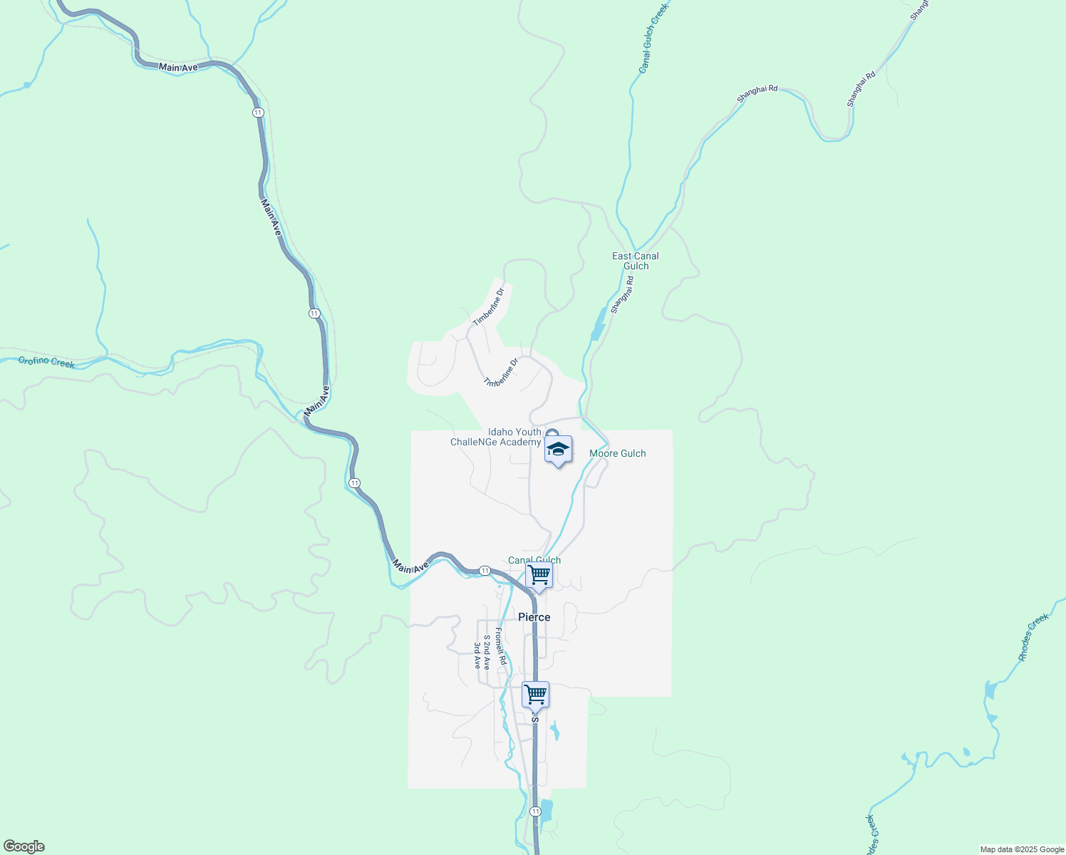 map of restaurants, bars, coffee shops, grocery stores, and more near 116 Cottonwood Street in Pierce