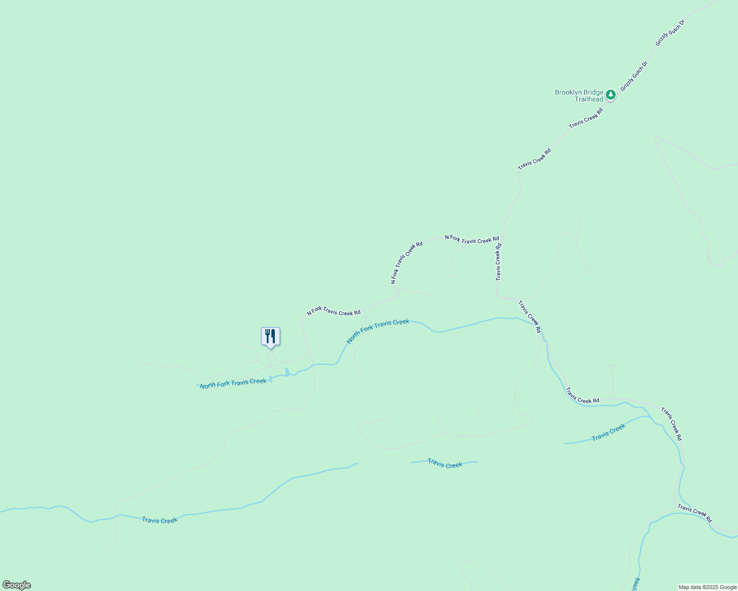 map of restaurants, bars, coffee shops, grocery stores, and more near 74 Travis Creek Road in Clancy