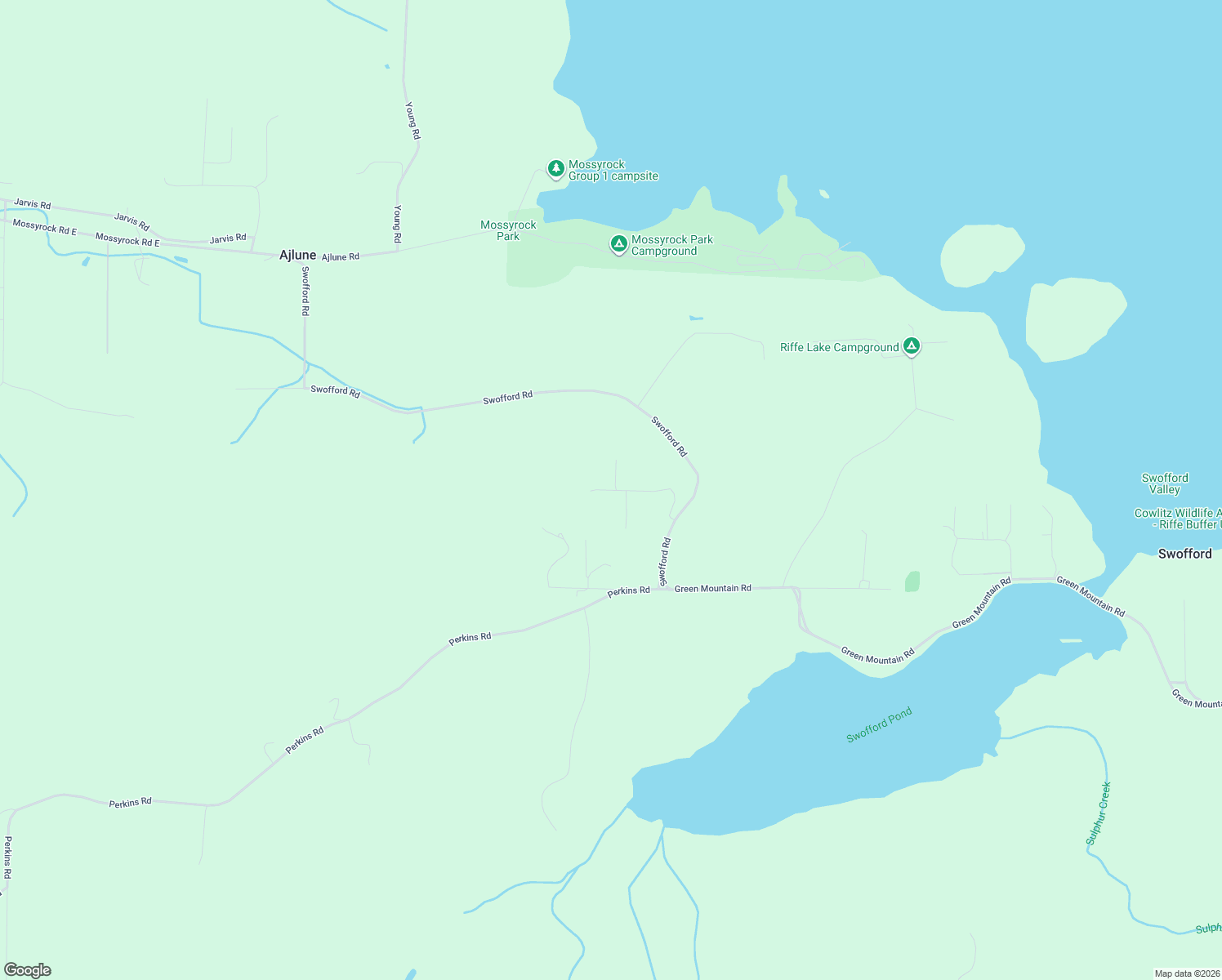 map of restaurants, bars, coffee shops, grocery stores, and more near 147 Elk Ridge Road in Mossyrock