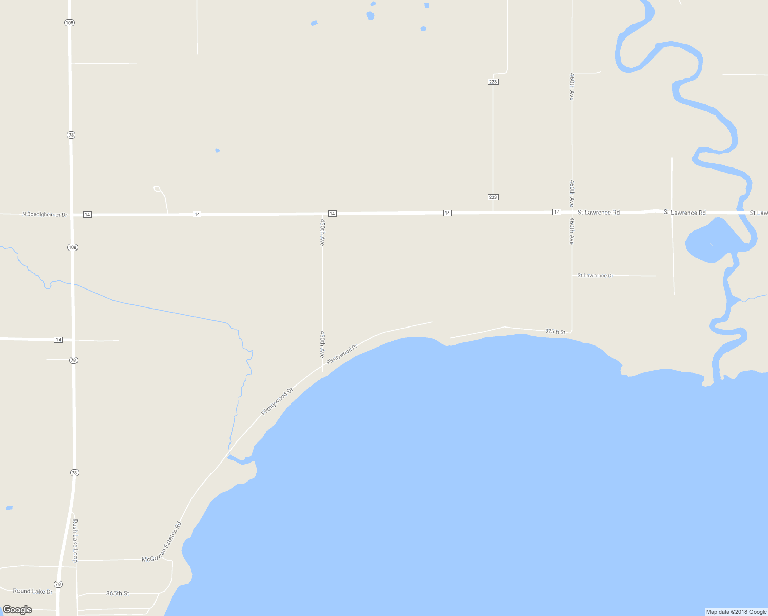 map of restaurants, bars, coffee shops, grocery stores, and more near 45196 377th Street in Perham