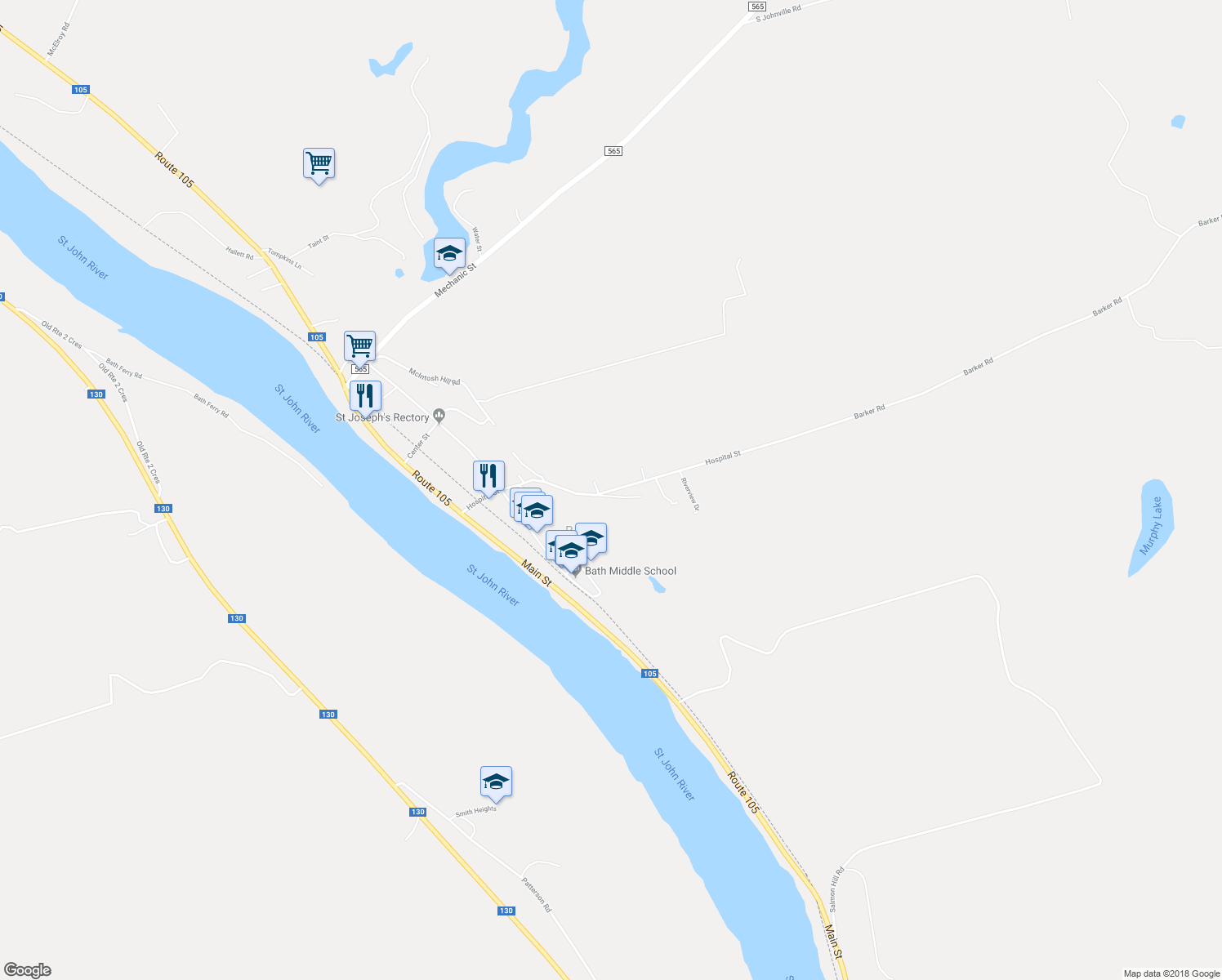 map of restaurants, bars, coffee shops, grocery stores, and more near 75 Hospital Street in Bath
