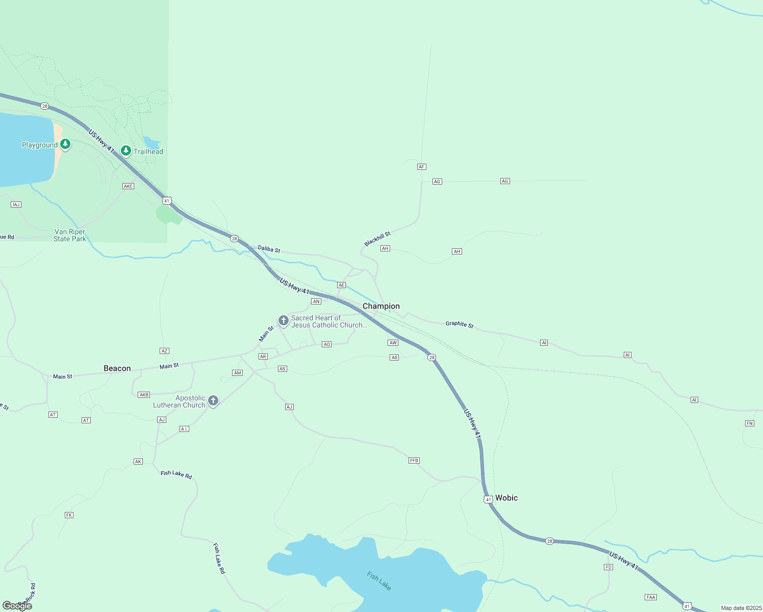 map of restaurants, bars, coffee shops, grocery stores, and more near in Champion