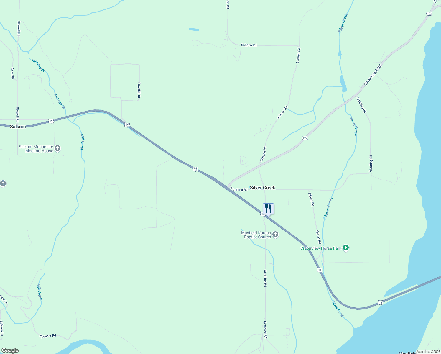 map of restaurants, bars, coffee shops, grocery stores, and more near 2827 U.S. 12 in Salkum