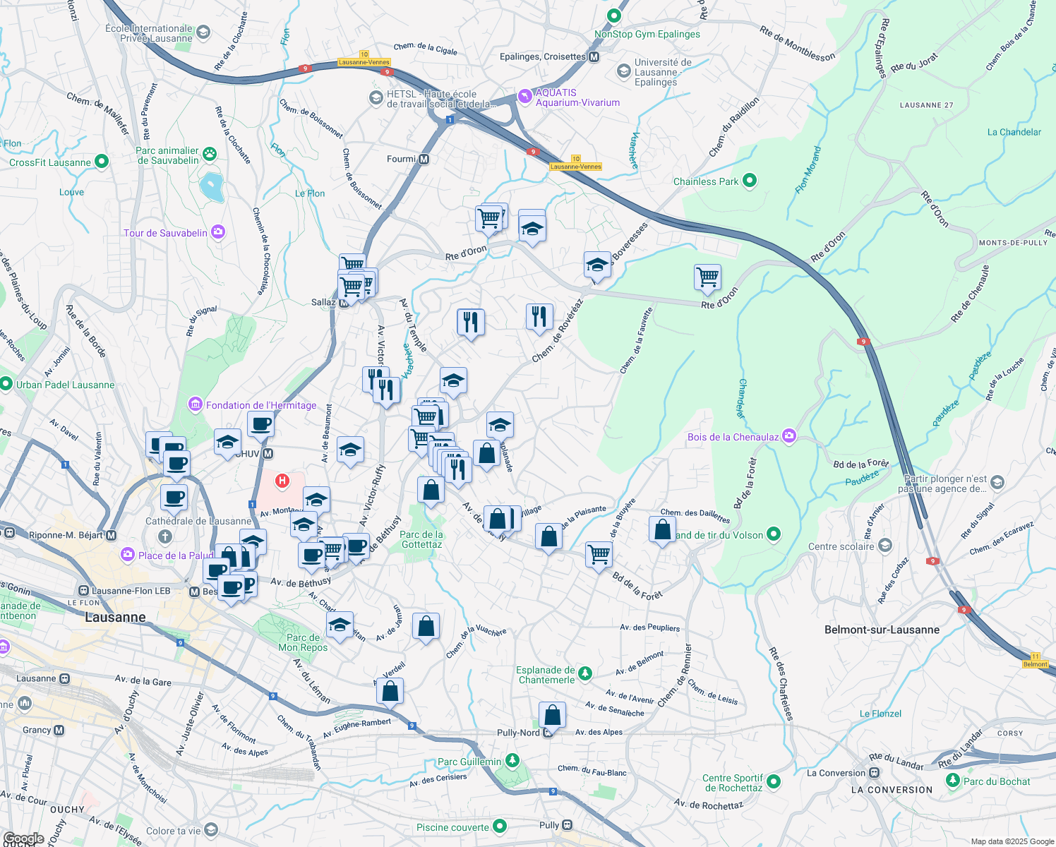 map of restaurants, bars, coffee shops, grocery stores, and more near in 