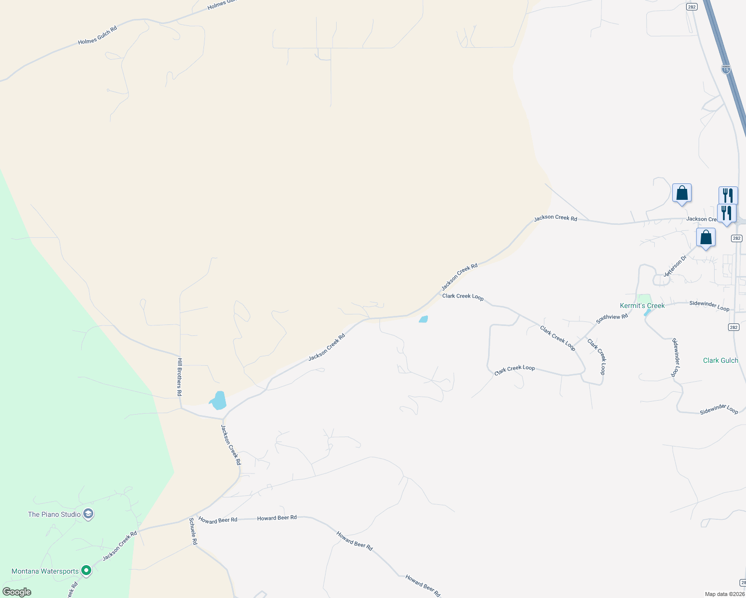 map of restaurants, bars, coffee shops, grocery stores, and more near 162 Jackson Creek Road in Clancy