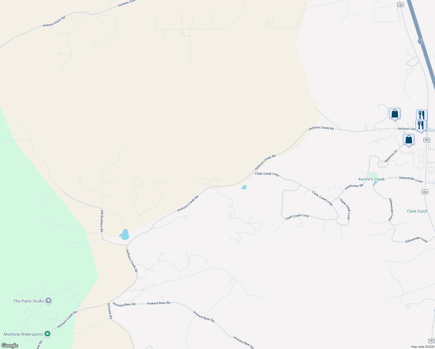 map of restaurants, bars, coffee shops, grocery stores, and more near 162 Jackson Creek Road in Clancy