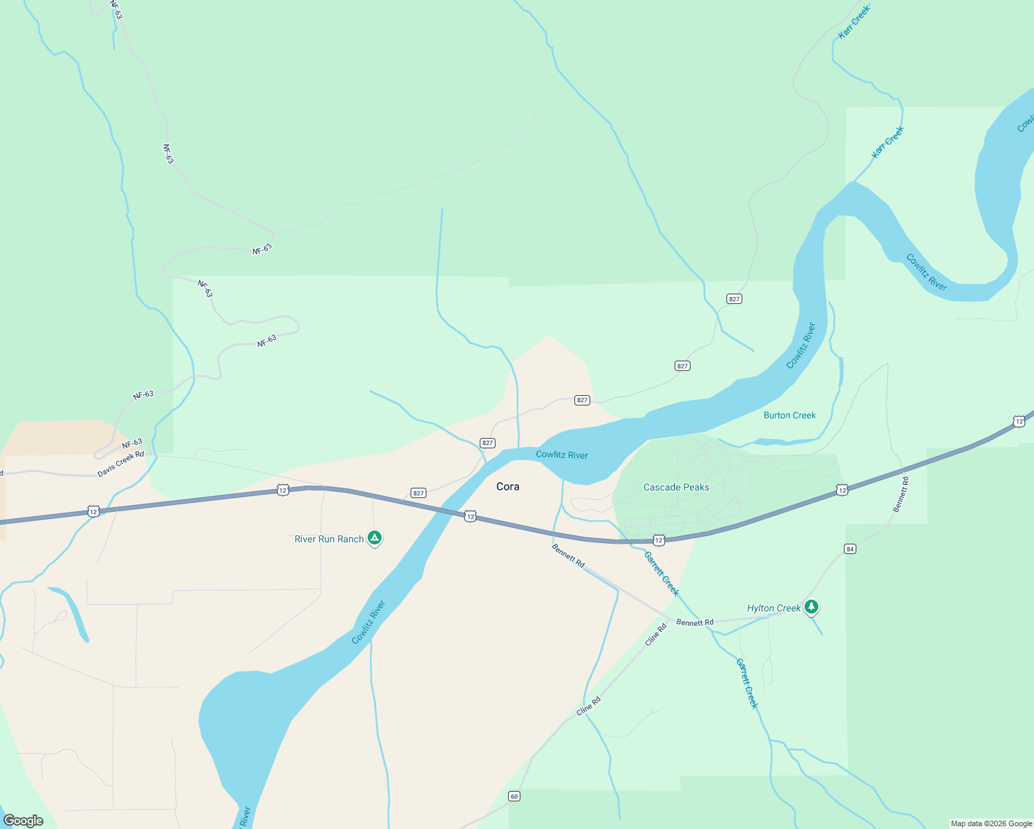 map of restaurants, bars, coffee shops, grocery stores, and more near 200 East Carr Road in Randle