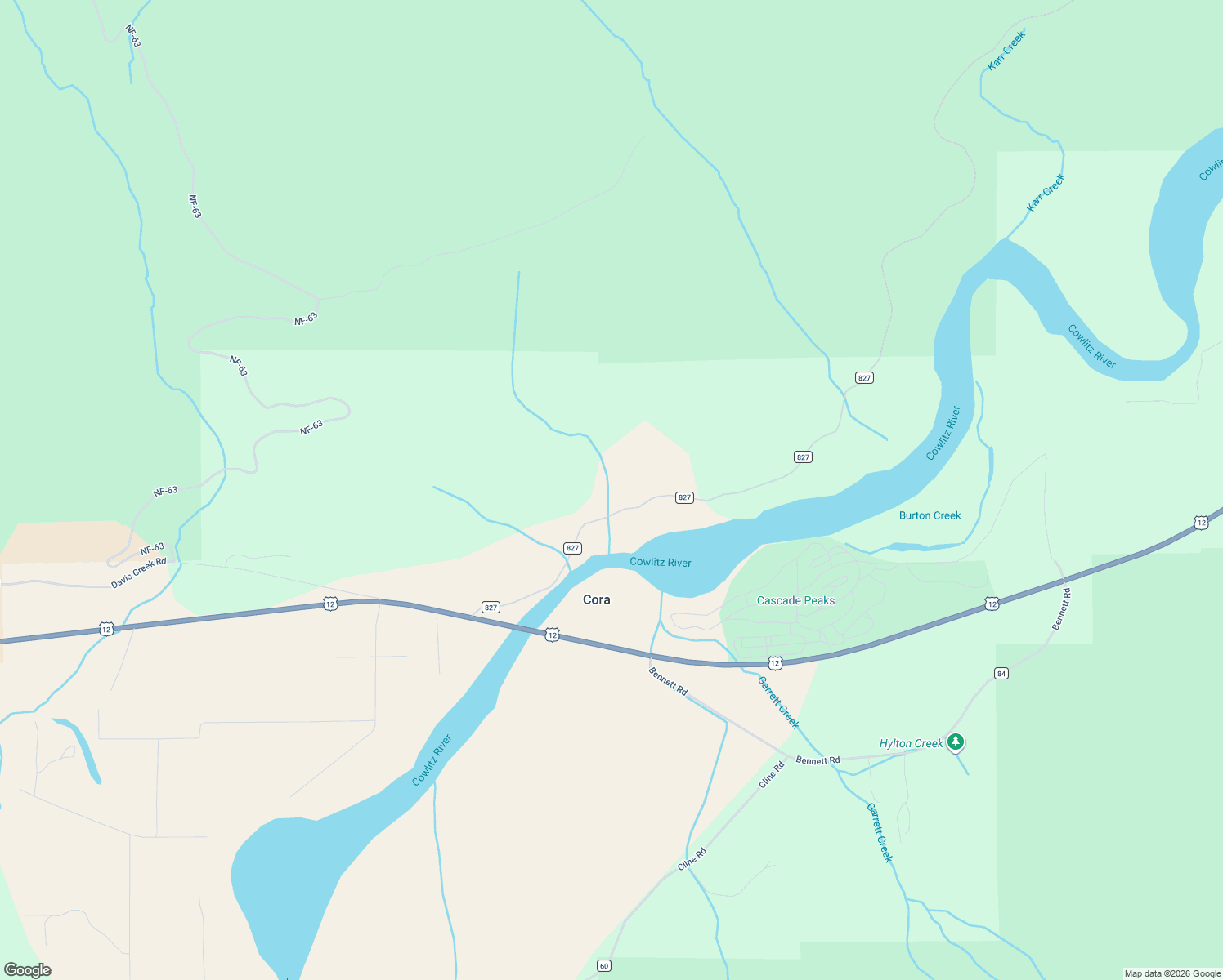 map of restaurants, bars, coffee shops, grocery stores, and more near in Cora