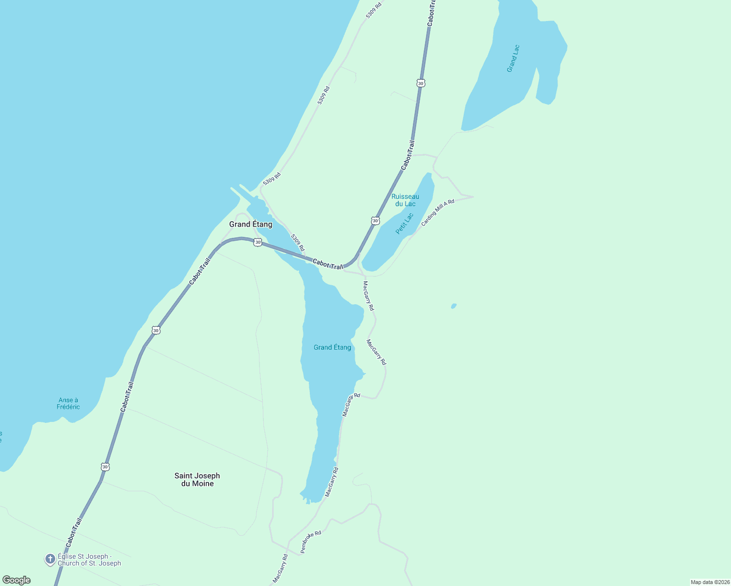 map of restaurants, bars, coffee shops, grocery stores, and more near 1279 Chemin McGarry Road in Saint Joseph du Moine