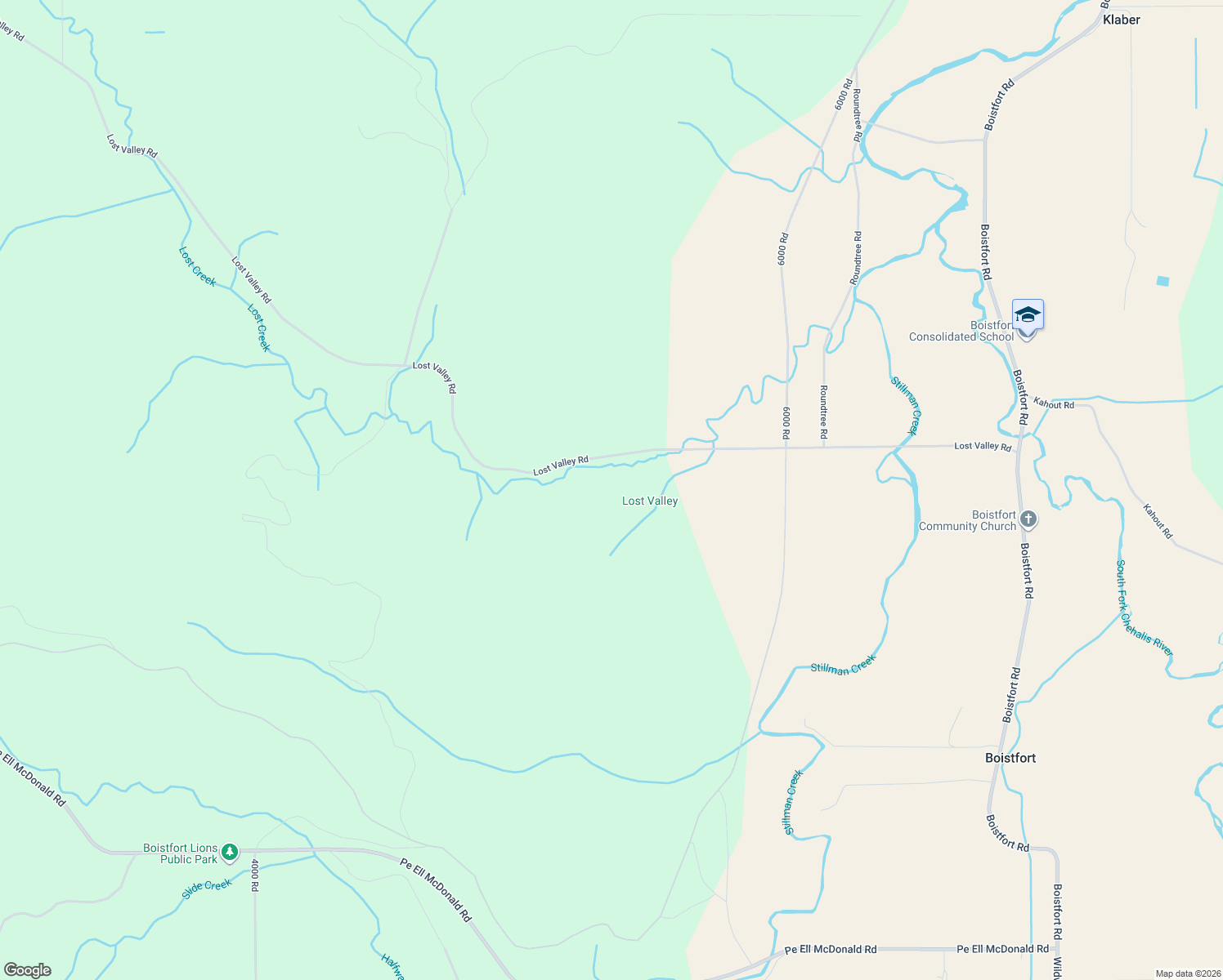 map of restaurants, bars, coffee shops, grocery stores, and more near 307 Lost Valley Road in Lewis County
