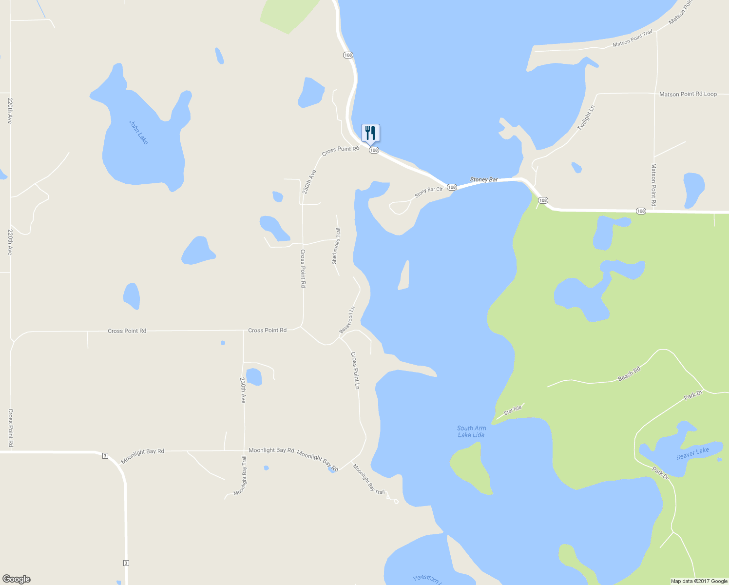 map of restaurants, bars, coffee shops, grocery stores, and more near 40158 Basswood Lane in Pelican Rapids