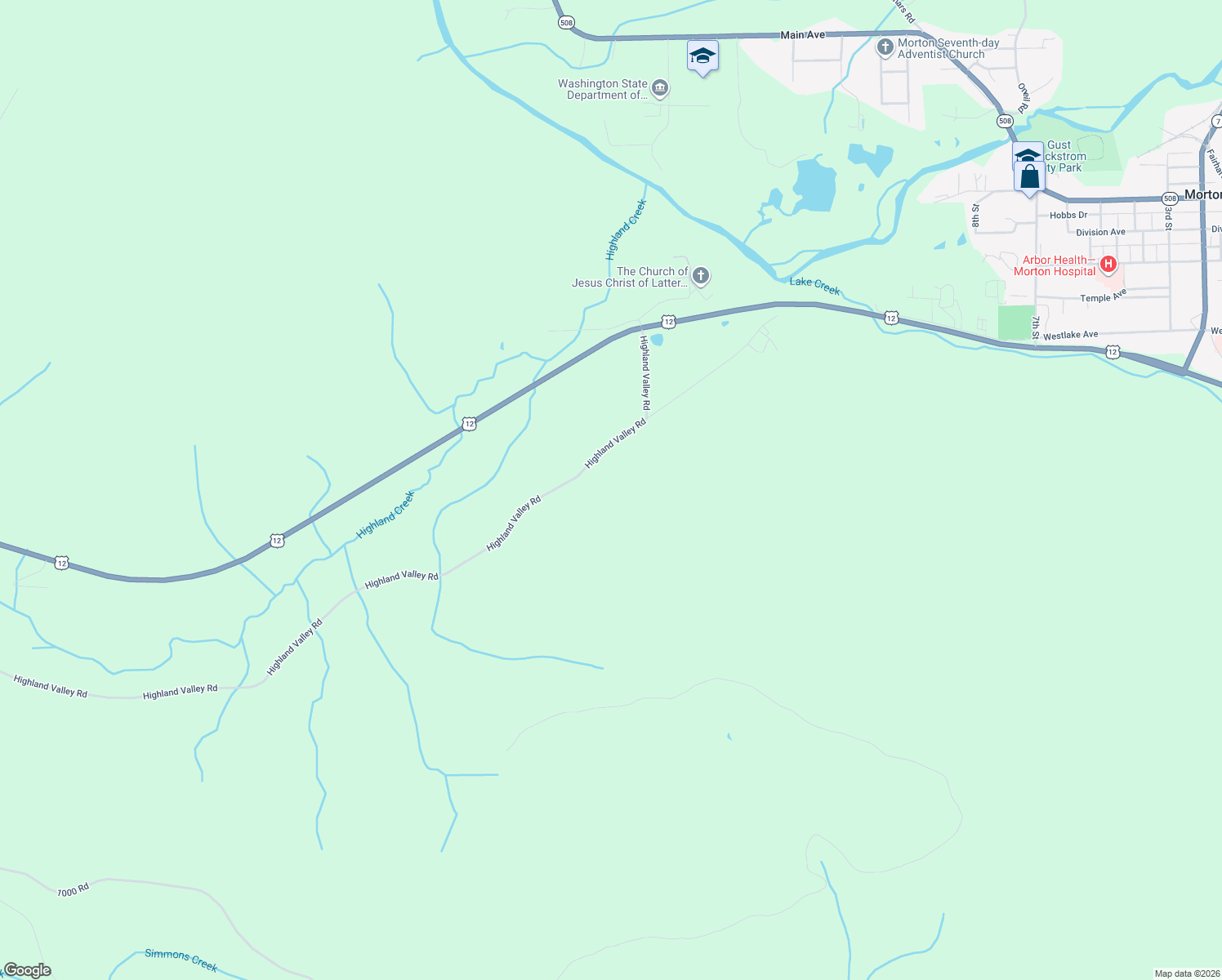 map of restaurants, bars, coffee shops, grocery stores, and more near in Morton