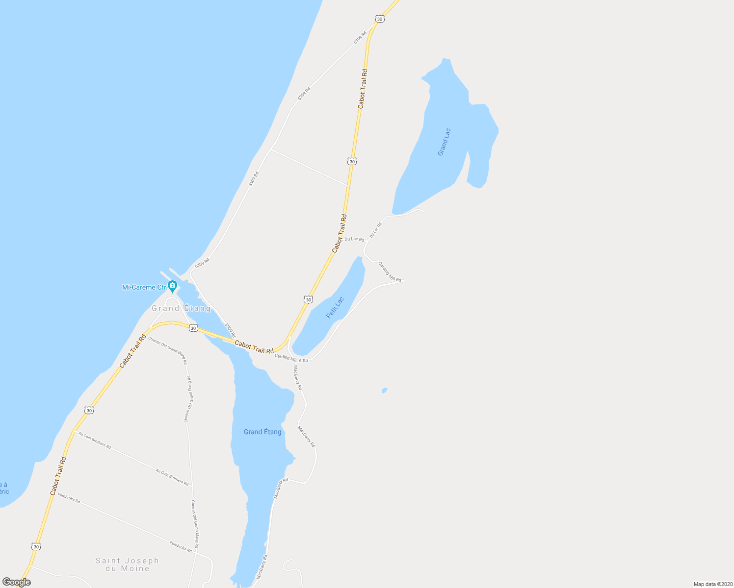 map of restaurants, bars, coffee shops, grocery stores, and more near Carding Mill Road in Inverness County