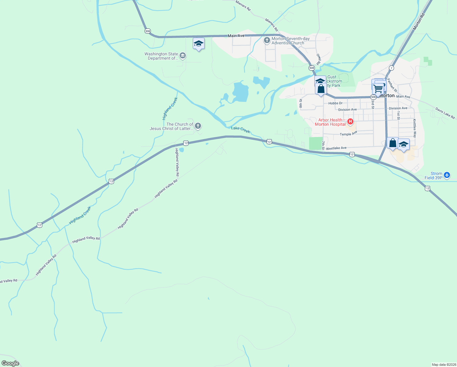 map of restaurants, bars, coffee shops, grocery stores, and more near 140 Compton Road in Morton