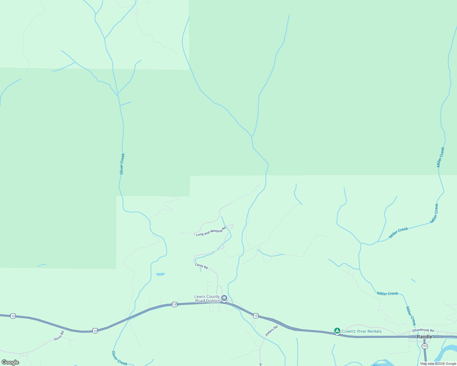 map of restaurants, bars, coffee shops, grocery stores, and more near 199 Long Winding Road in Randle