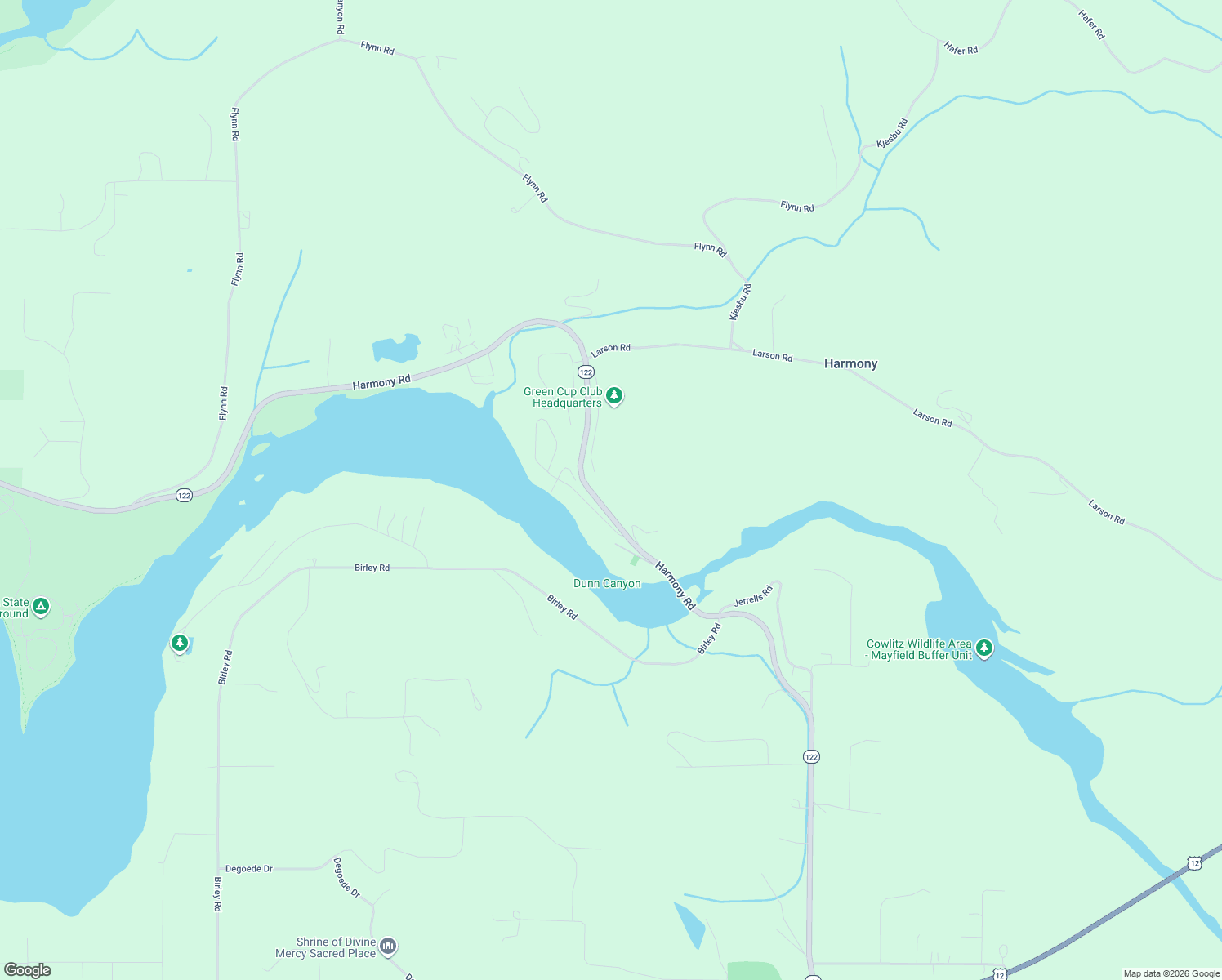 map of restaurants, bars, coffee shops, grocery stores, and more near 488 44 St Rt 122 in Mossyrock