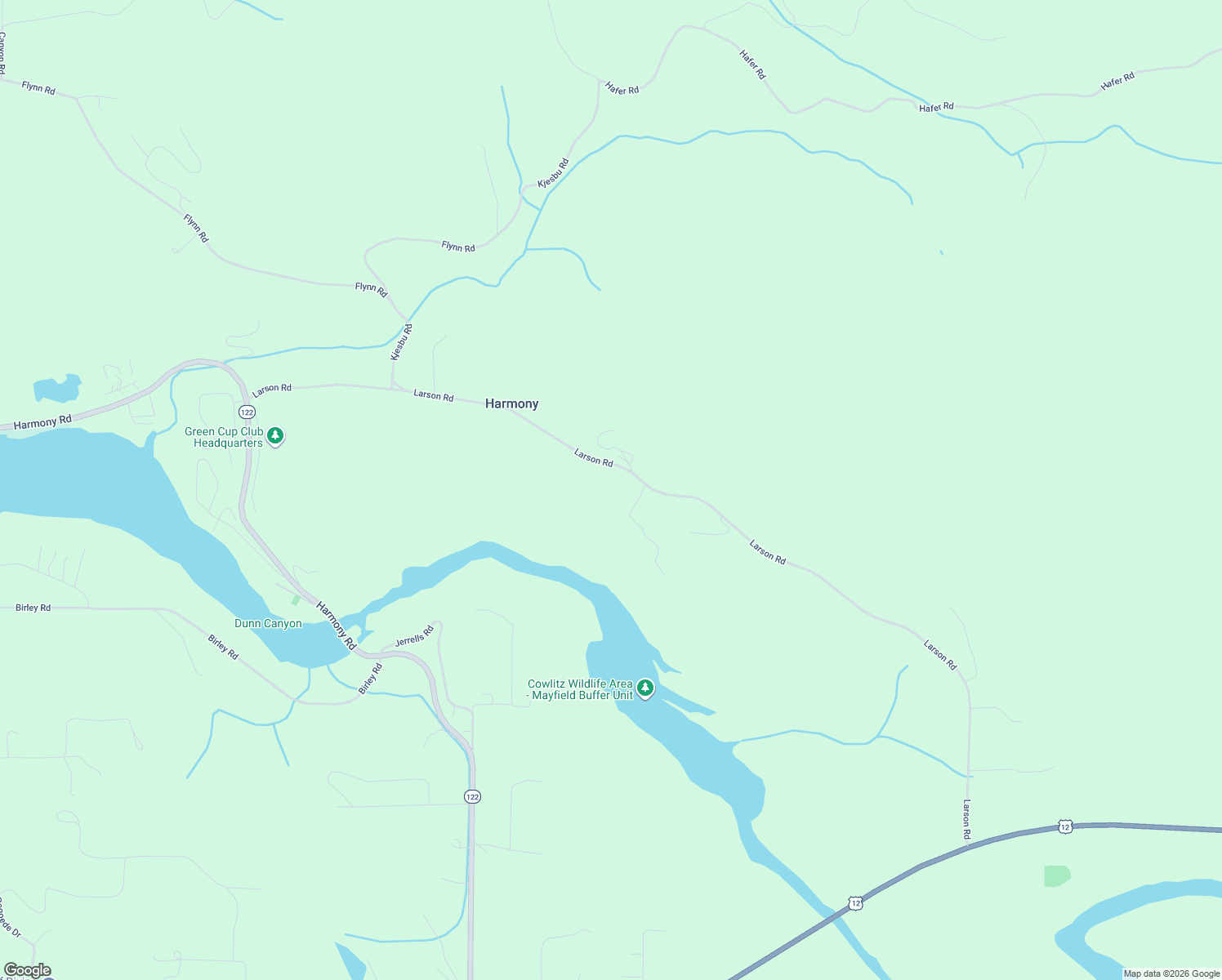 map of restaurants, bars, coffee shops, grocery stores, and more near 369 Larson Road in Silver Creek