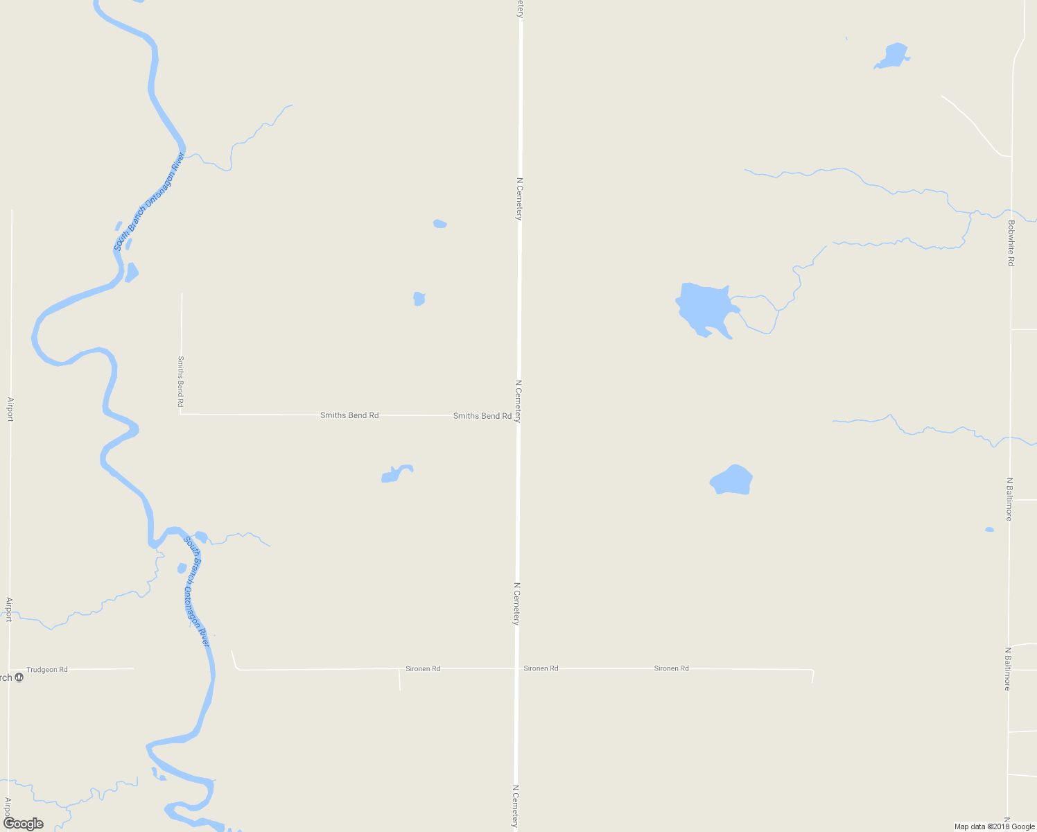 map of restaurants, bars, coffee shops, grocery stores, and more near North Cemetery in Ewen