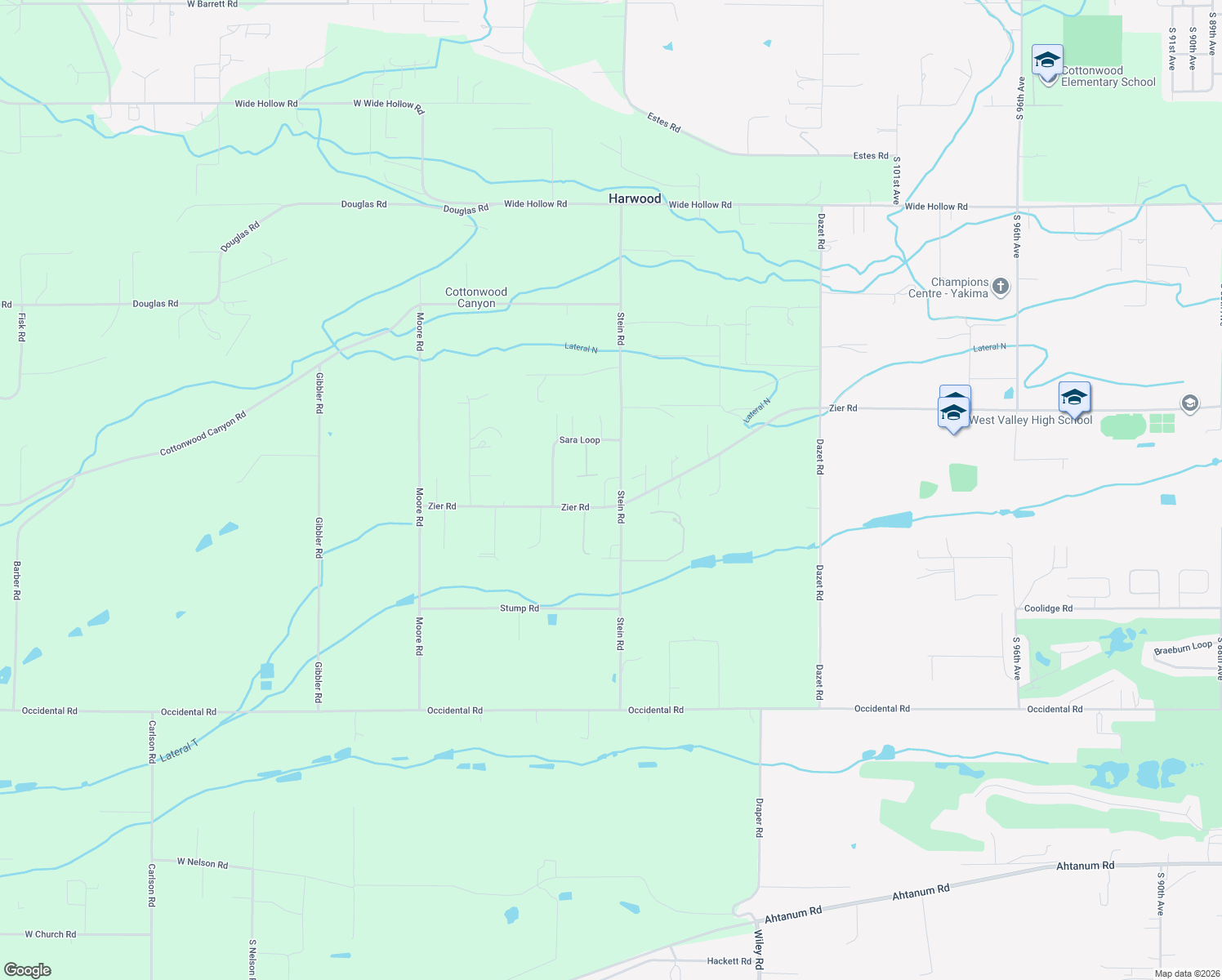 map of restaurants, bars, coffee shops, grocery stores, and more near 1602 Stein Rd in Yakima